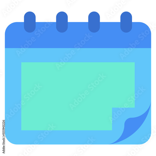 Appointment Booking -  Flat Green Blue Style icon - Calendar with page corner turned, representing scheduling, meetings, or customer appointment setup