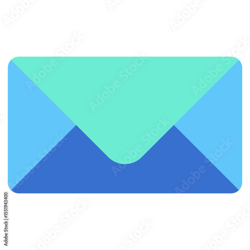 Message -  Flat Green Blue Style icon - Envelope icon representing email correspondence for inquiries and communication