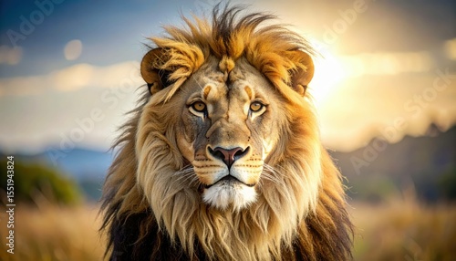 Regal Stare: Lion Close-Up in the Wild, Generated image