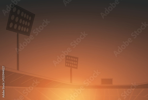 Evening Cricket Stadium Background with Silhouettes