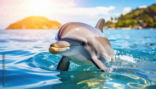 Intelligent Eyes: Dolphin Close-Up in the Ocean, Generated image