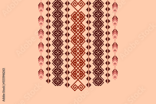 Neck geometric abstract Aztec oriental embroidery traditional border pattern. Native geometry neck decorative design for fashion, texture, element, neckline, textile, fabric, clothing, printing