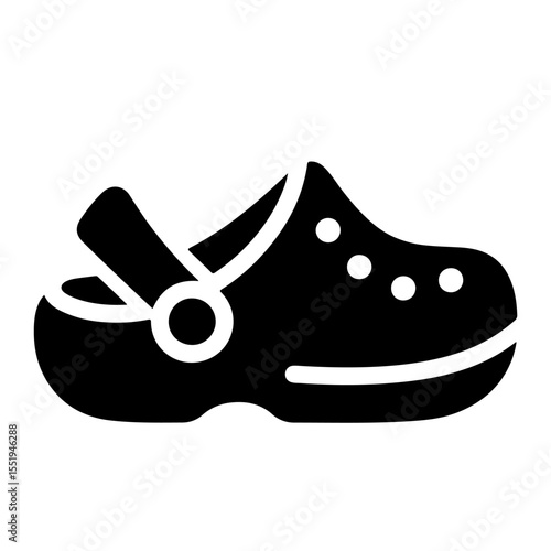 Black and white vector illustration of a clog shoe