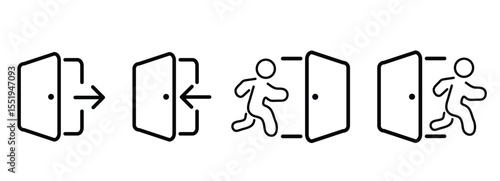 Entry and Exit vector icon. Login and logout icon vector. Door open and close sign icon vector.