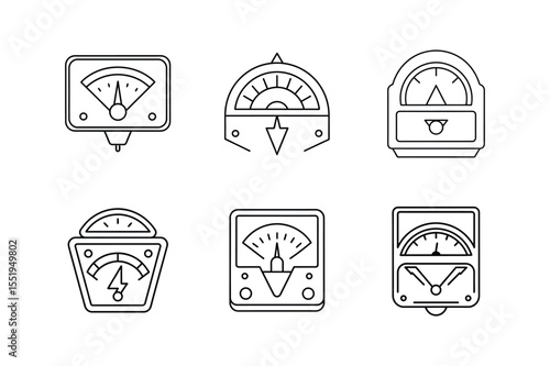 voltage meter icon line art vector illustration