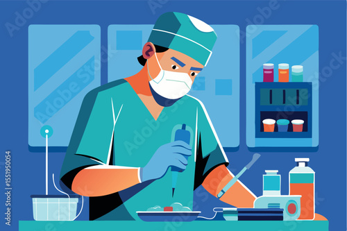 Medical professional performing laboratory analysis in a research facility during daytime
