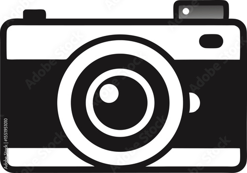 Vintage Camera Icon Classic Photography Symbol, Retro Camera Graphic, Black and White Camera Illustration, Simple Camera Design,  Photographic Equipment Image