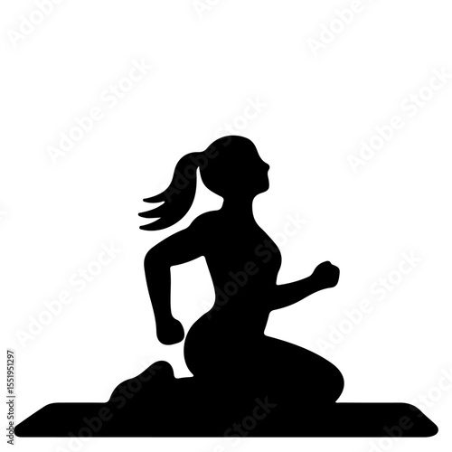 Black silhouette of a woman exercising, vector illustration