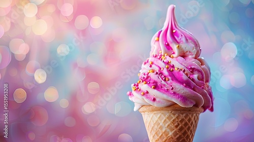 close up of an delicious ice cream on colored background, sweet ice cream on the table