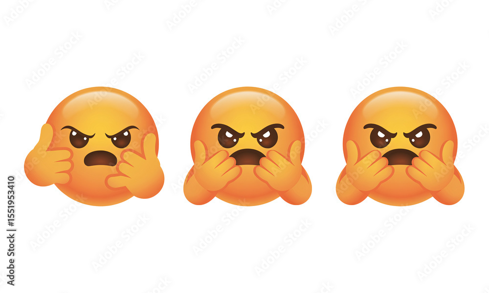 Angry emoji with hands isolated on transparent background Angry emoji with hands isolated on transparent background