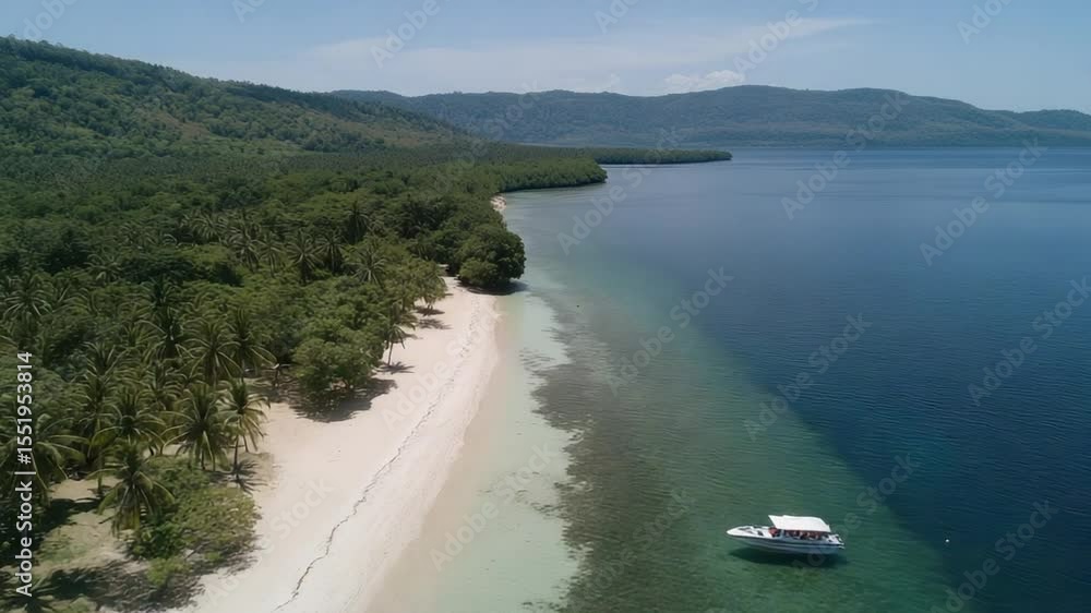 Serene Coastal Paradise: An Aerial View of a Pristine Beach Serene Coastal Paradise: An Aerial View of a Pristine Beach