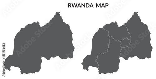 Rwanda map. Map of Rwanda in set grey color