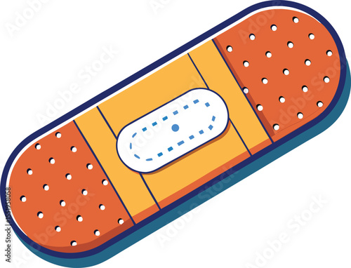 Cartoon Illustration of an adhesive bandage.