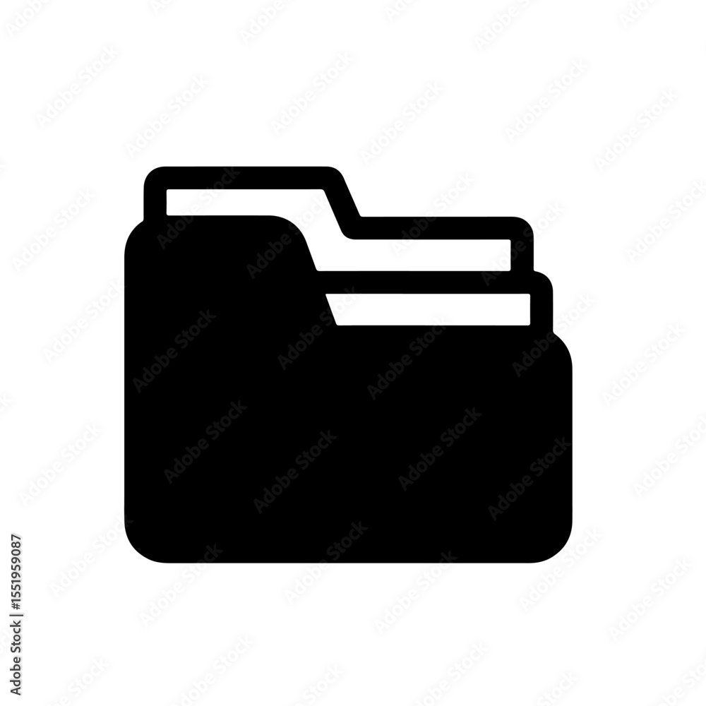Black Folder Icon, Vector Illustration, File Management Symbol Black Folder Icon, Vector Illustration, File Management Symbol