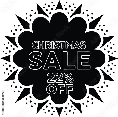 Christmas sale offers twenty two percent off in a burst shape of dots and triangles