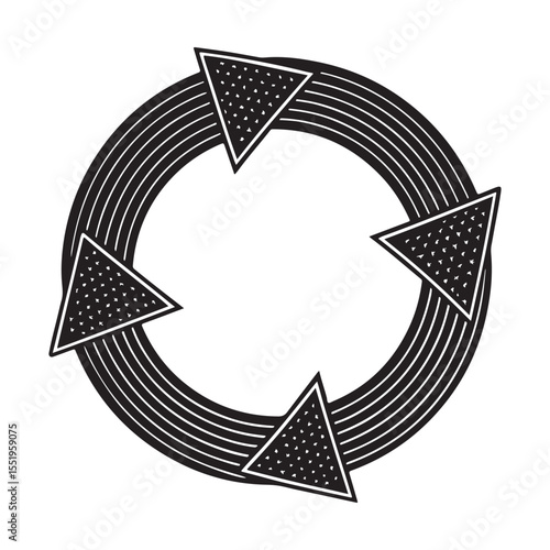 Arrows symbolizing direction movement and circular flow vector