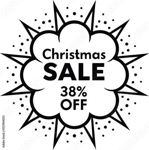 Christmas sale offering thirty eight percent off is displayed in a black burst