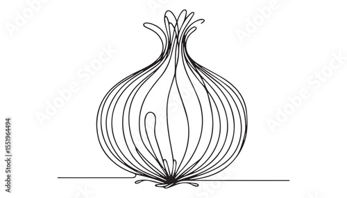 Continuous one single minimal line drawing garlic Vegetables