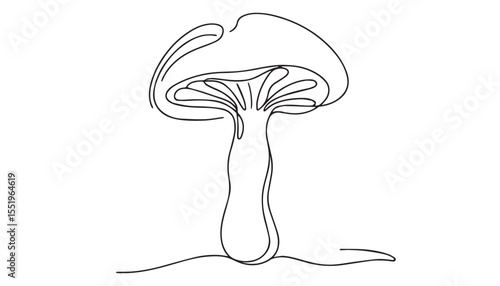 Continuous one single minimal line drawing mushroom 