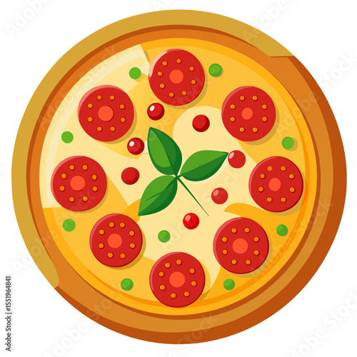 Delicious Pizza with Pepperoni and Basil