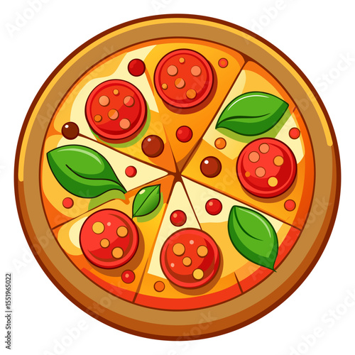 Cartoon Pizza with Toppings