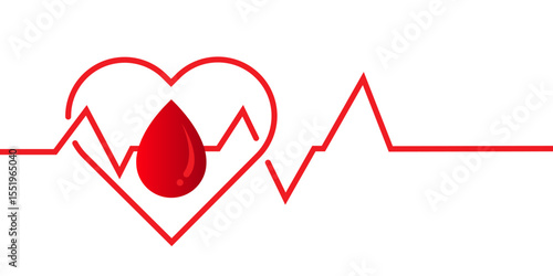 Heart Health Blood Donation, Lifeline, Red Blood Drop, Heartbeat