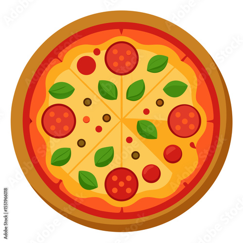 Delicious Pizza with Pepperoni and Basil