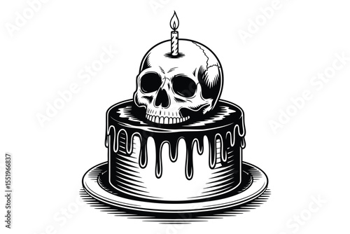 Skull Cake with Candle