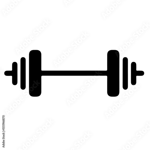 Black barbell weightlifting icon, vector illustration, gym fitness symbol