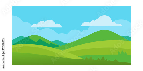 scenic grass covered hills vector landscape on transparent background