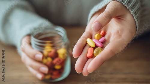 Pills in Hand with Jar