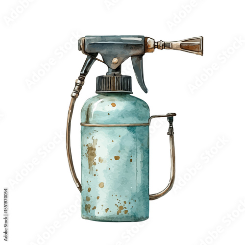 Pest Sprayer, watercolor painting vector, isolated on a white background.