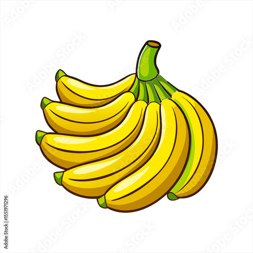 banana bunch vector illustration on white backgroud on transparent background