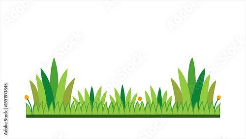 cute grass border vector in crayon style on white background on transparent background