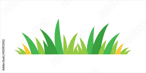 grass border in kids doodle drawing style on white on transparent background