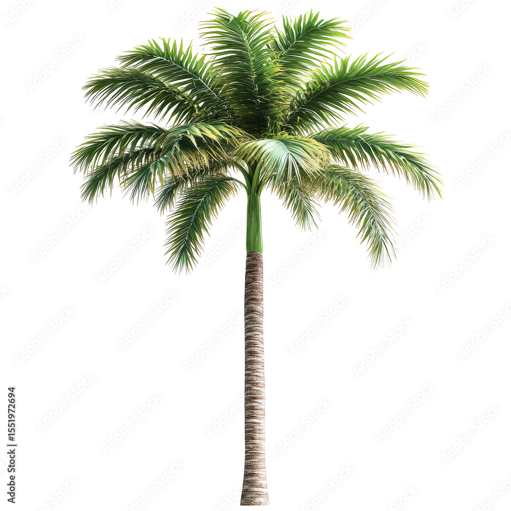 Fototapeta premium Majestic Palm Tree On White Background. Tropical, Nature Vibes.