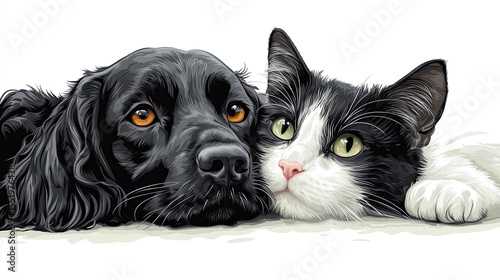 Wallpaper Mural Dog English Setter and Domestic Cat, Isolated PNG for Pet, Animal Companionship, and Lifestyle Designs Torontodigital.ca