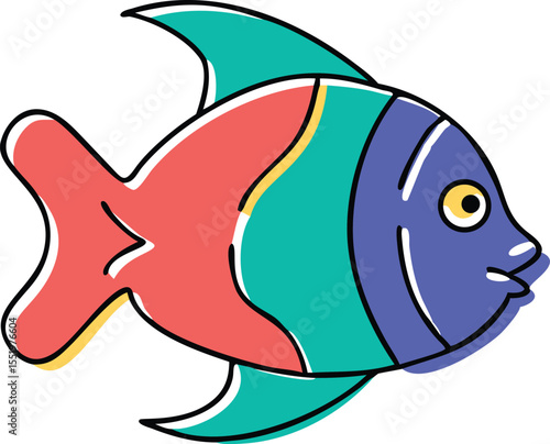 Vibrant angelfish illustration with detailed fins and scales