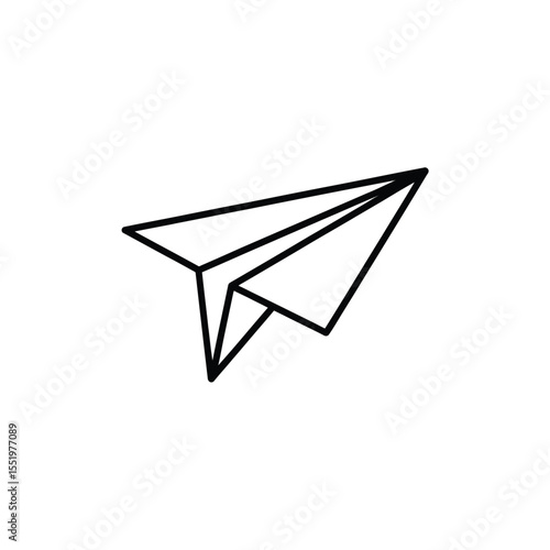 Simple Paper Airplane Outline on White Background Minimalist Design