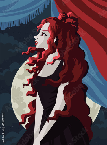 dark goth redhead vampire lady in the night