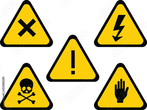 Essential Safety Warning Signs High Voltage, Danger, Toxic, and No Entry Symbols