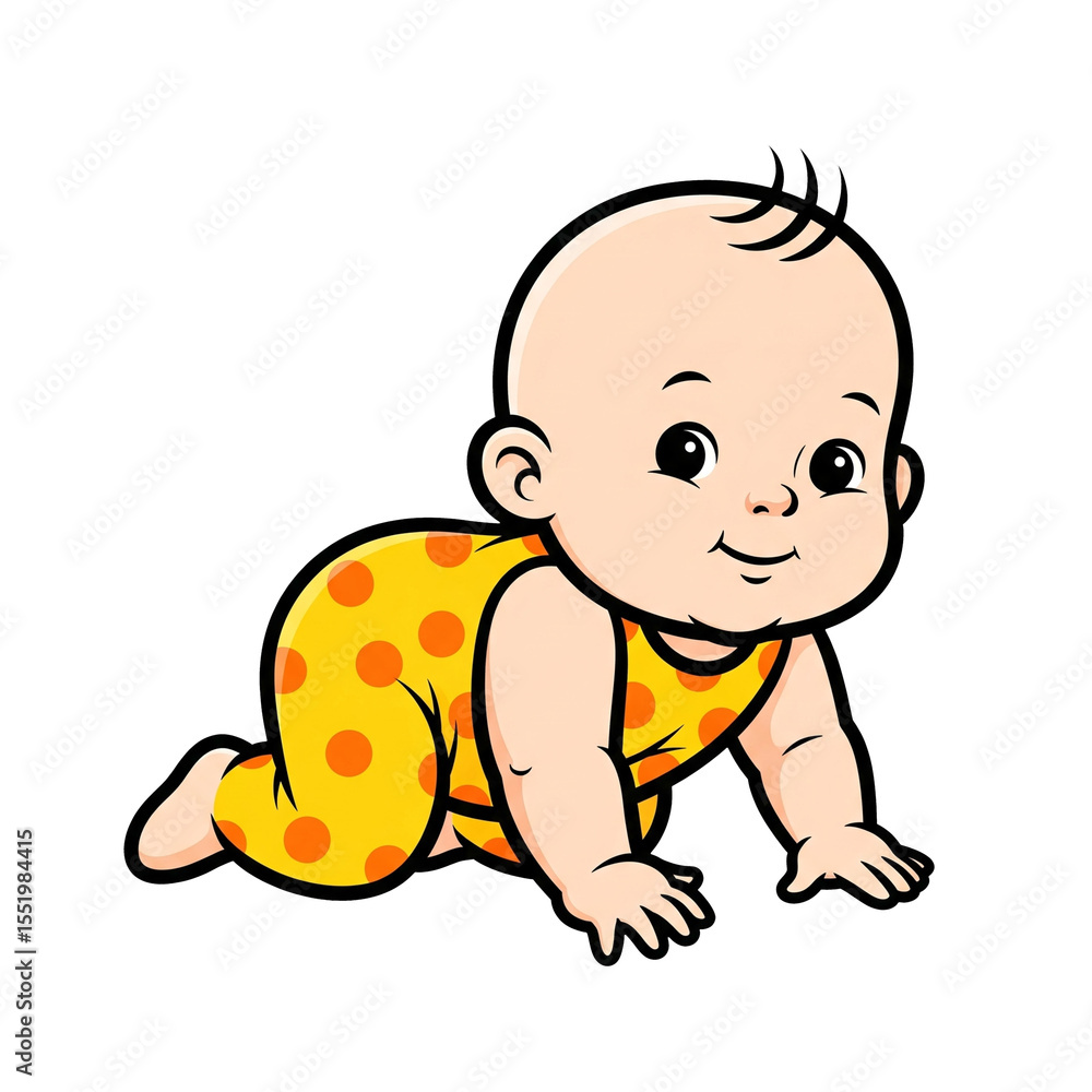 Adorable Baby Crawling Cute Infant Illustration Adorable Baby Crawling Cute Infant Illustration