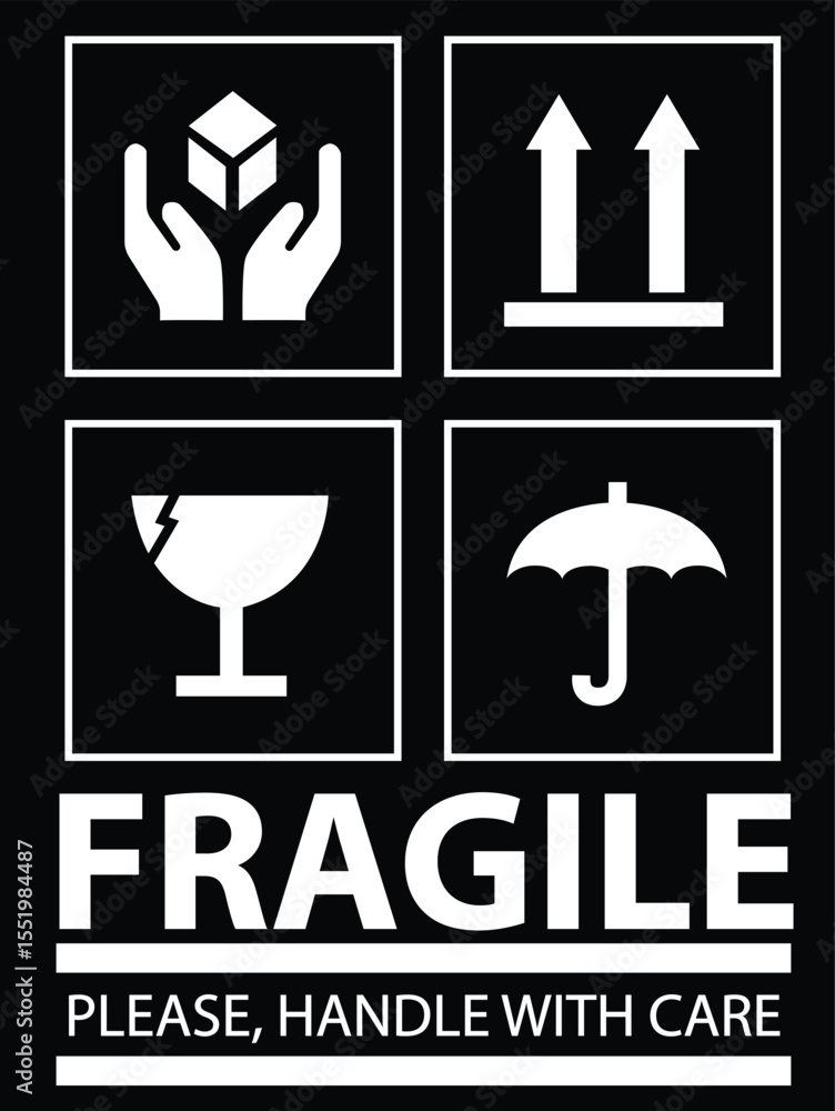 Naklejka premium Fragile Handle with Care - Packaging Symbols and Guidelines