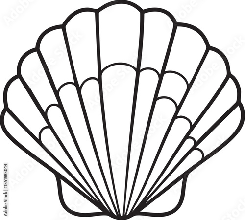 A clean and simple vector illustration of a seashell, with a clear and well-defined outline, capturing the subtle curves and intricate details of the shell's exterior.