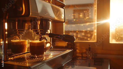 cinematic, interior shot, professional kitchen, pots and pans on stovetop, warm lighting, steam rising, industrial steel appliances, copper pots hanging, rustic wooden shelves, dramatic shadows