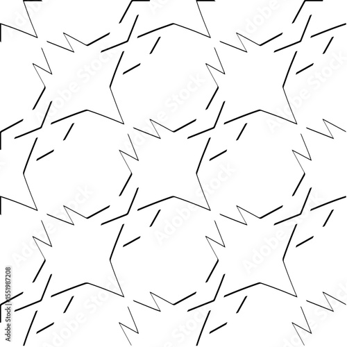  3d relief tiles.
Vector pattern with symmetrical elements . Modern stylish abstract texture. Repeating tiles from striped elements. Black and white pattern.