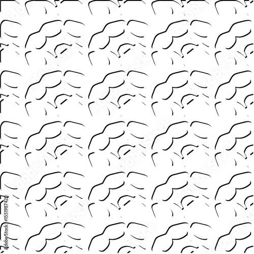  3d relief tiles.
Vector pattern with symmetrical elements . Modern stylish abstract texture. Repeating tiles from striped elements. Black and white pattern.