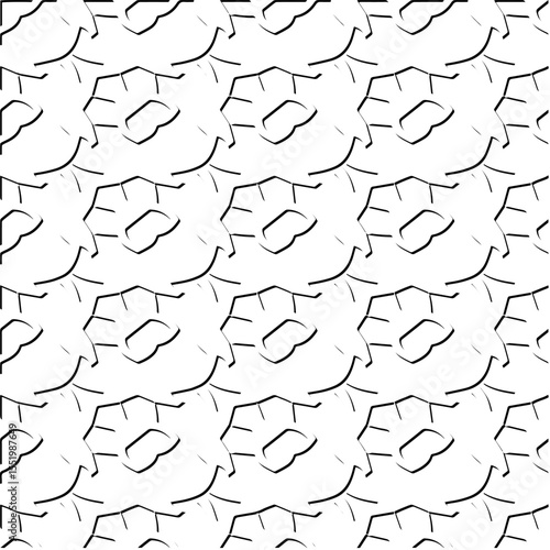  3d relief tiles.
Vector pattern with symmetrical elements . Modern stylish abstract texture. Repeating tiles from striped elements. Black and white pattern.