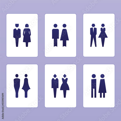 Corporate Male and Female Avatar Icon – Professional Flat Design for Business and Apps