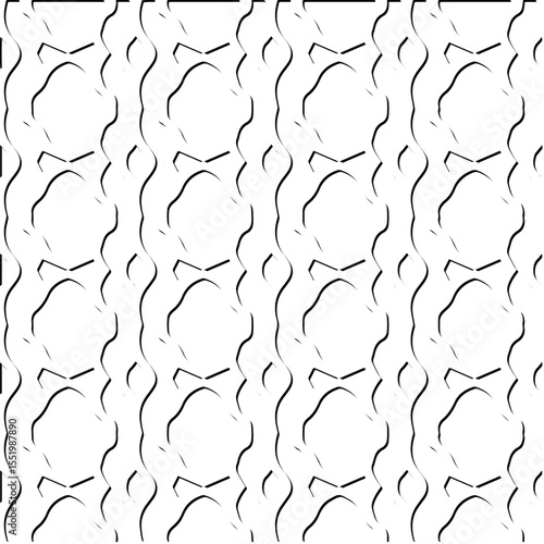  3d relief tiles.
Vector pattern with symmetrical elements . Modern stylish abstract texture. Repeating tiles from striped elements. Black and white pattern.